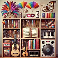 ШКАФ С МУЗЫКАЛЬНЫМИ ИНСТРУМЕНТАМИ